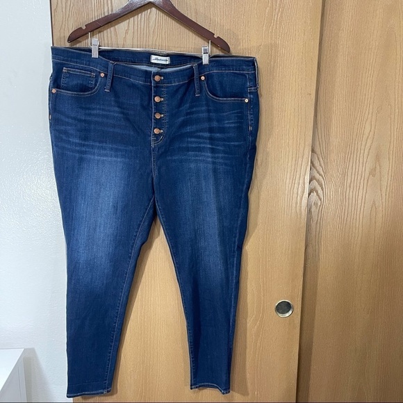 Madewell Jeans Women’s Plus Size 37 9" Mid Rise Skinny Button Fly Blue Dark Wash - Picture 3 of 9